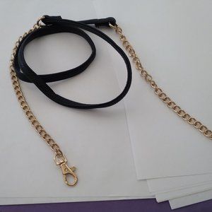 Black and gold luggage purse dangler strap 30 plus inches